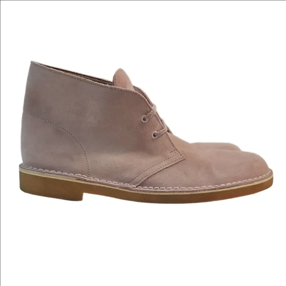 Clarks Collection Pale Pink Suede Leather Lace Up Chukka Desert Ankle Boot